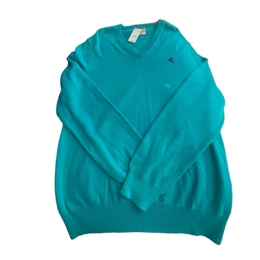 NWT Express Men’s teal V neck sweater size Large